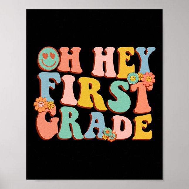 Hey, erste Klasse zurück zur Schule 1. Klasse Lehr Poster (Vorne)