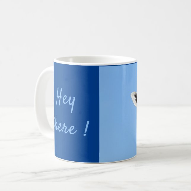 Hey, es lustiges Giraffe-Foto mit Text Kaffeetasse (Vorderseite Links)
