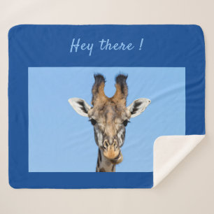 Hey, es lustiges Giraffe-Foto mit Text Sherpadecke