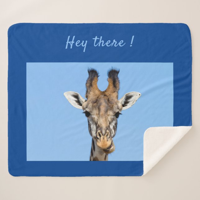 Hey, es lustiges Giraffe-Foto mit Text Sherpadecke (Vorderseite (Horizontal))