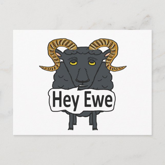 Hey Ewe Funny Sheep Pun Postkarte (Vorderseite)