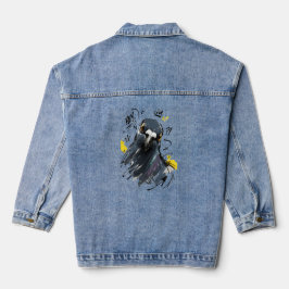 Hey Freche Taubenporträt – Kühner Handgezeichneter Jeansjacke
