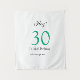 Hey Geburtstag 30 grün schwarze fettschrift Nam Wandteppich