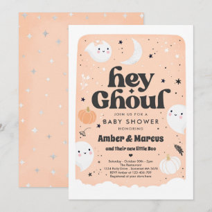 Hey Ghoul Peach Girl Ghost Baby Shower Einladung