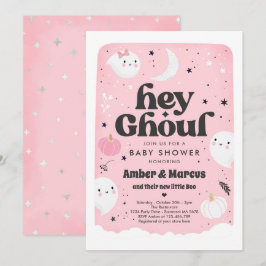 Hey Ghoul Pink Girl Ghost Baby Shower Einladung