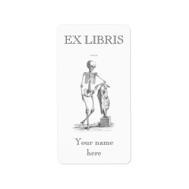 Hey Girl Vintag Skelett Buchzeichen Adressaufkleber (Vorne)