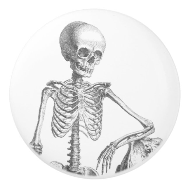 Hey Girl Vintag Skelettknöpfe Keramikknauf (Vorderseite)