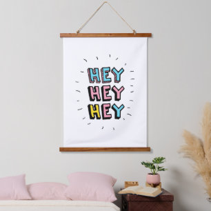 Hey Hey Wandteppich Mit Holzrahmen