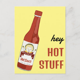 HEY HOT STUFF Spicy Hot Sauce Cat Maracas Liebe Postkarte