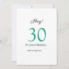 Hey it's 30th birthday green black bold letter nam