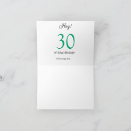 Hey it's 30th birthday green black bold letter nam dankeskarte