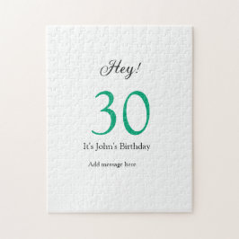 Hey it's 30th birthday green black bold letter nam puzzle