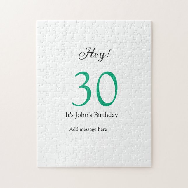 Hey it's 30th birthday green black bold letter nam puzzle (Vertikal)