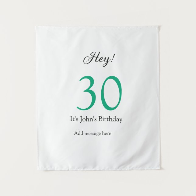 Hey it's 30th birthday green black bold letter nam wandteppich (Vorderseite)