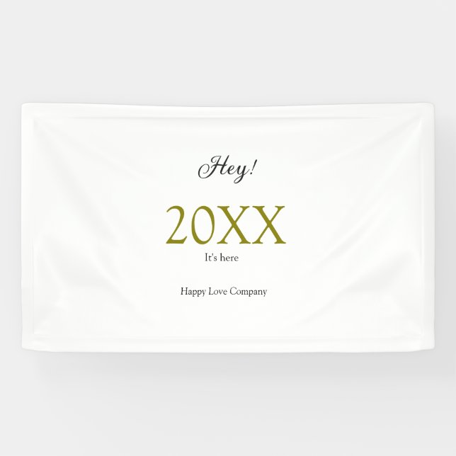 Hey it's new year add year gold black simple. Mini Banner (Horizontal)