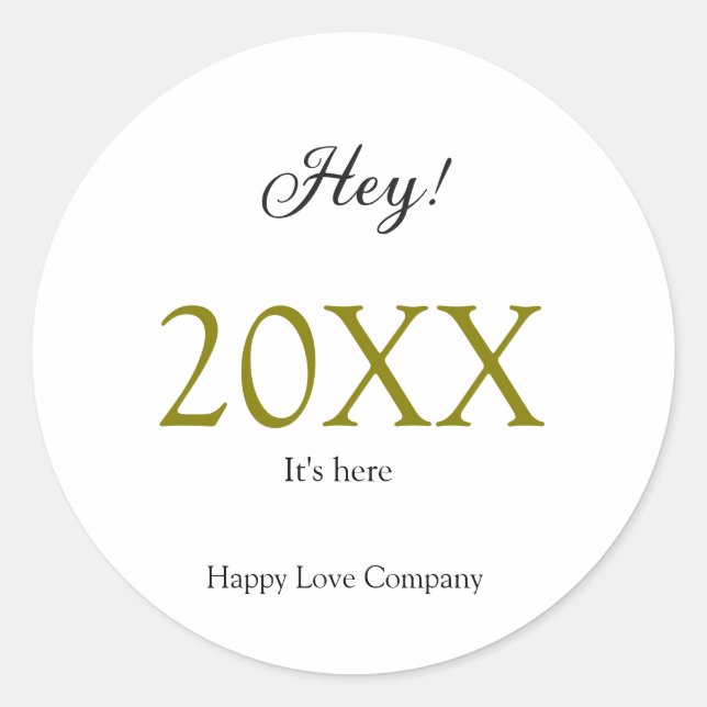 Hey it's new year add year gold black simple. Mini Runder Aufkleber (Vorderseite)