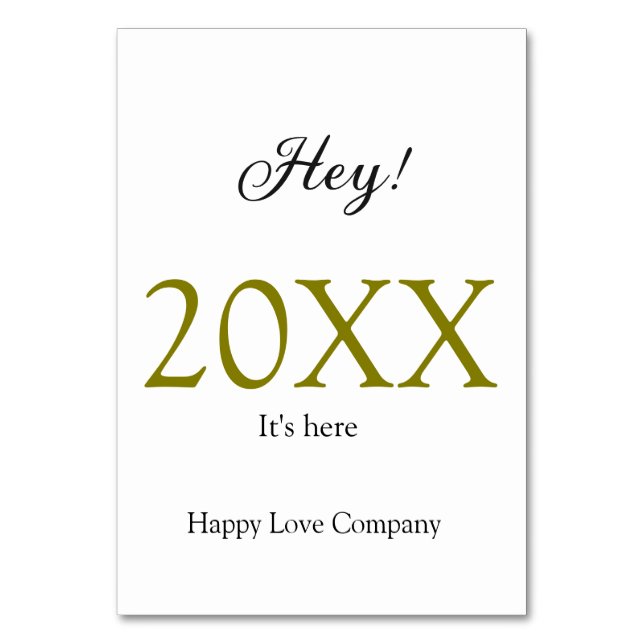 Hey it's new year add year gold black simple. Mini Tischnummer (Vorderseite)