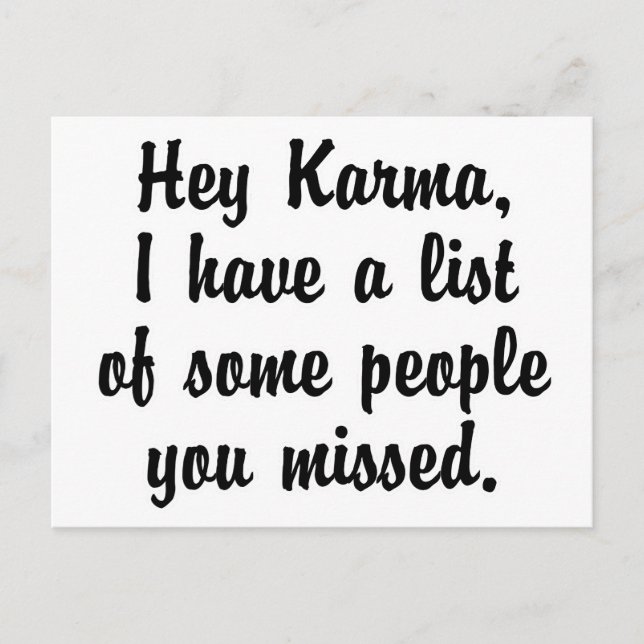 Hey Karma.. Postkarte (Vorderseite)
