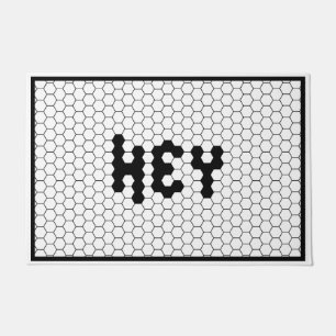Hey, klassisches Schwarz-Weiß-Hex-Design Fußmatte