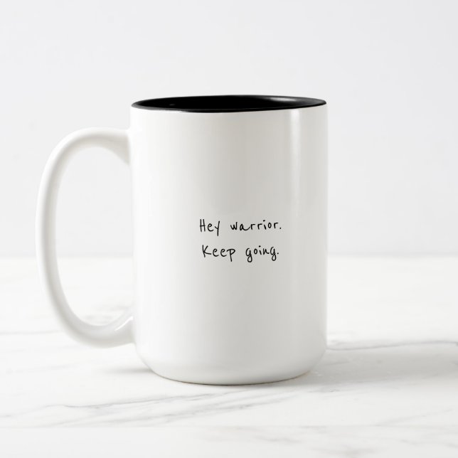Hey Krieger, behalt motivierend Zwei-Tone-Koff Zweifarbige Tasse (Links)