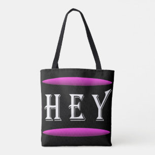 Hey Kunstdesign in Schwarz und lila und Weiß