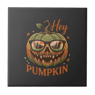 Hey Kürbis Halloween Kürbislaterne Brille Schnurrb Fliese
