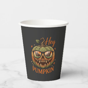 Hey Kürbis Halloween Kürbislaternen Brille Schnurr Pappbecher