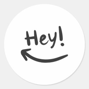 Hey lächeln runder aufkleber