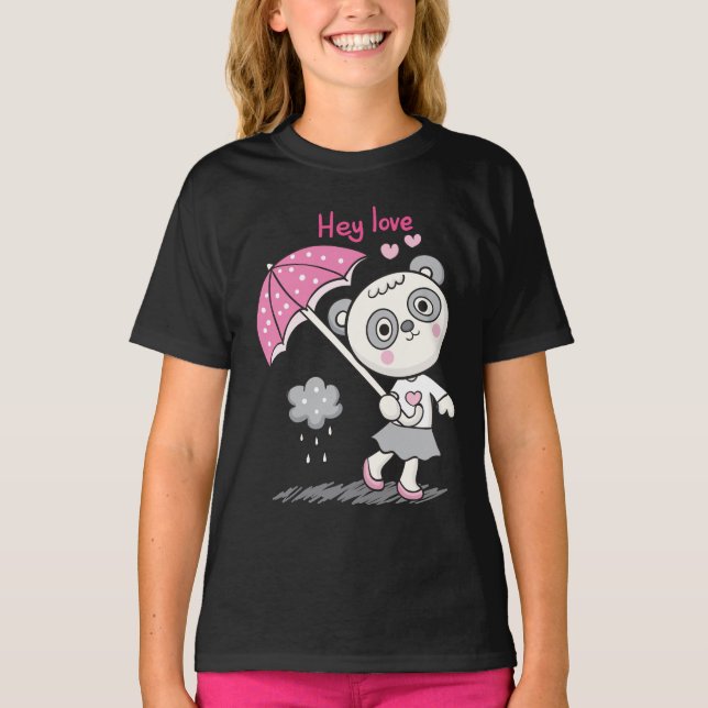 Hey Liebe Panda Funny Niedlich Girl T-Shirt (Vorderseite)