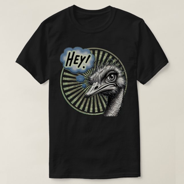 Hey Ostrich Cartoon Bubble Tee (Design vorne)