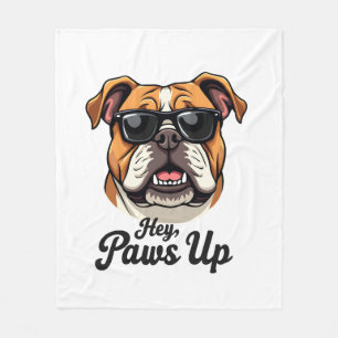 Hey Paws hoch Vintage Bulldogge mit Sonnenbrille L Fleecedecke