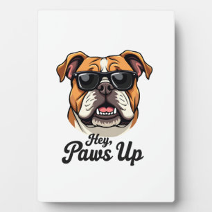 Hey Paws hoch Vintage Bulldogge mit Sonnenbrille L Fotoplatte