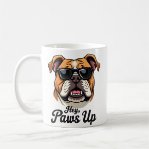 Hey Paws hoch Vintage Bulldogge mit Sonnenbrille L Kaffeetasse