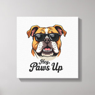 Hey Paws Up Vintage Bulldogge mit Sonnenbrille Lus Leinwanddruck