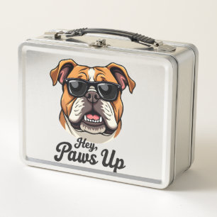 Hey Paws Up Vintage Bulldogge mit Sonnenbrille Lus Metall Brotdose