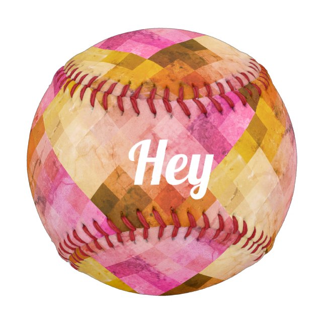 Hey Pink Wasserfarbe Geometrisches Muster Baseball (Vorderseite)