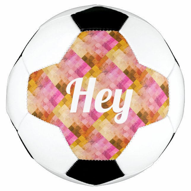 Hey Pink Wasserfarbe Geometrisches Muster Fußball (Vorderseite)