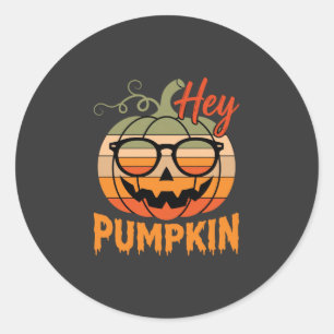 Hey Pumpkin Retro Halloween Sonnenbrille Runder Aufkleber