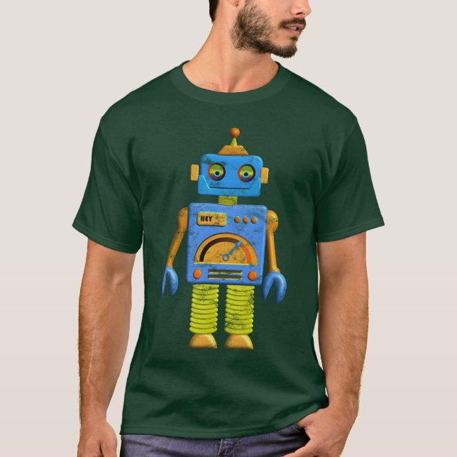 Hey Robot Vintage Freunde T-Shirt (Vorderseite)