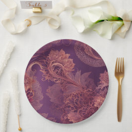 Hey Rosegold Floral AI-Kunst Pappteller