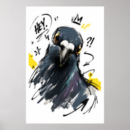 Hey Sassy Pigeon Portrait – Fettes Handgezeichnete Poster