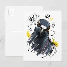 Hey Sassy Taubenporträt – Kühner handgezeichneter  Postkarte