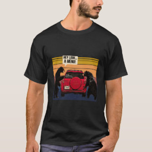 Hey Schau dir ein Menü Camping Camper Retro Vintag T-Shirt