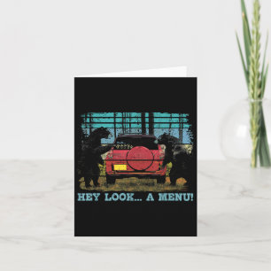 Hey Schau dir ein Menü Funny Bear Camping Retro Vi Karte