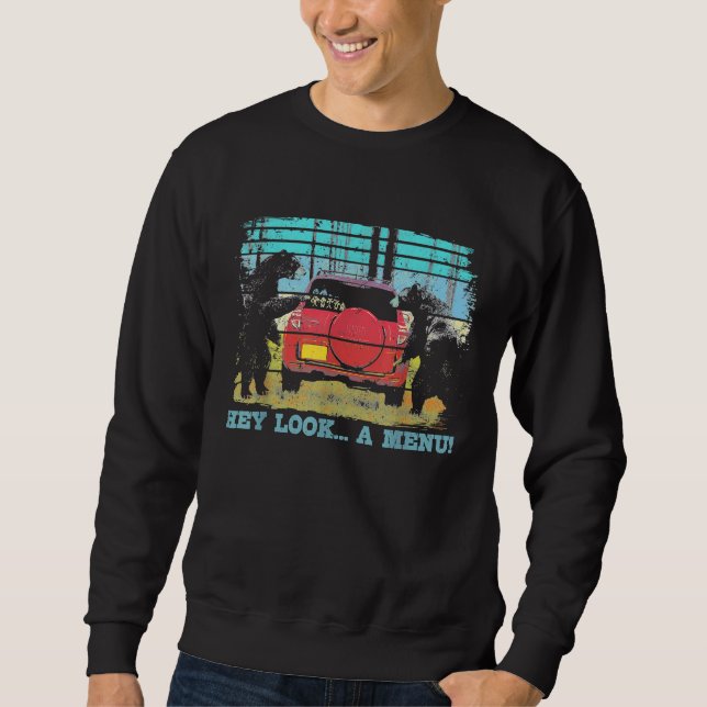 Hey Schau dir ein Menü Funny Bear Camping Retro Vi Sweatshirt (Vorderseite)