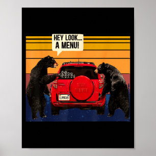 Hey, schau ein Menü Camng Camper, Retro Vintage Lu Poster