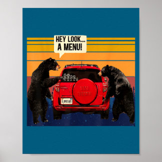 Hey schau ein Menü Camng Camper, Retro Vintage Lus Poster