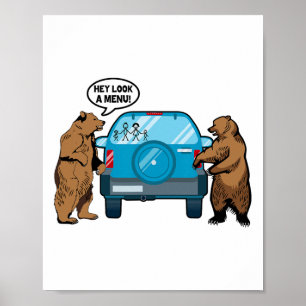 Hey Schau Ein Menü Lustiges Camping Camper Wandern Poster