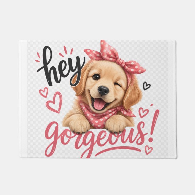 Hey Schönes Süßes Hund Design Fußmatte (Vorderseite)