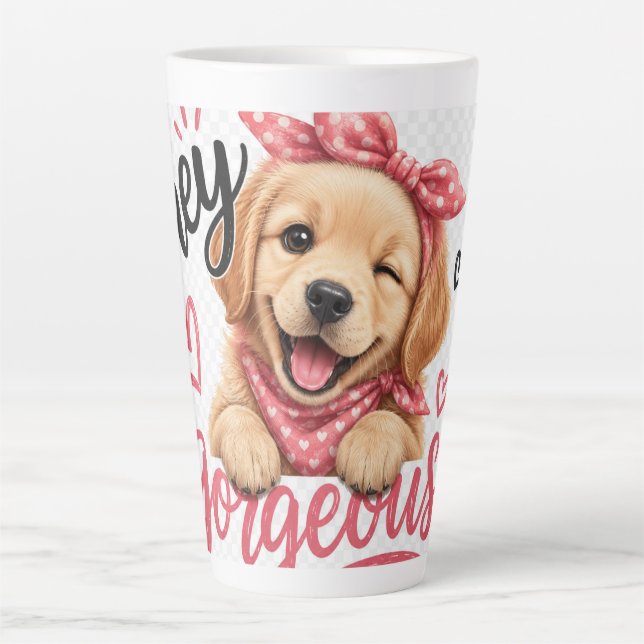 Hey Schönes Süßes Hund Design Milchtasse (Vorderseite)